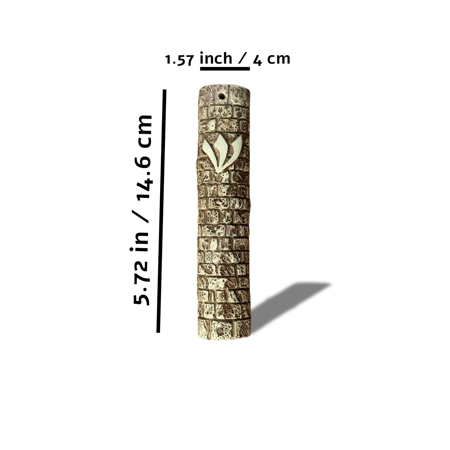 Western Wall Mezuzah Case – Traditional Stone-Look Polyresin Cover for Home Blessing and Judaica Gift