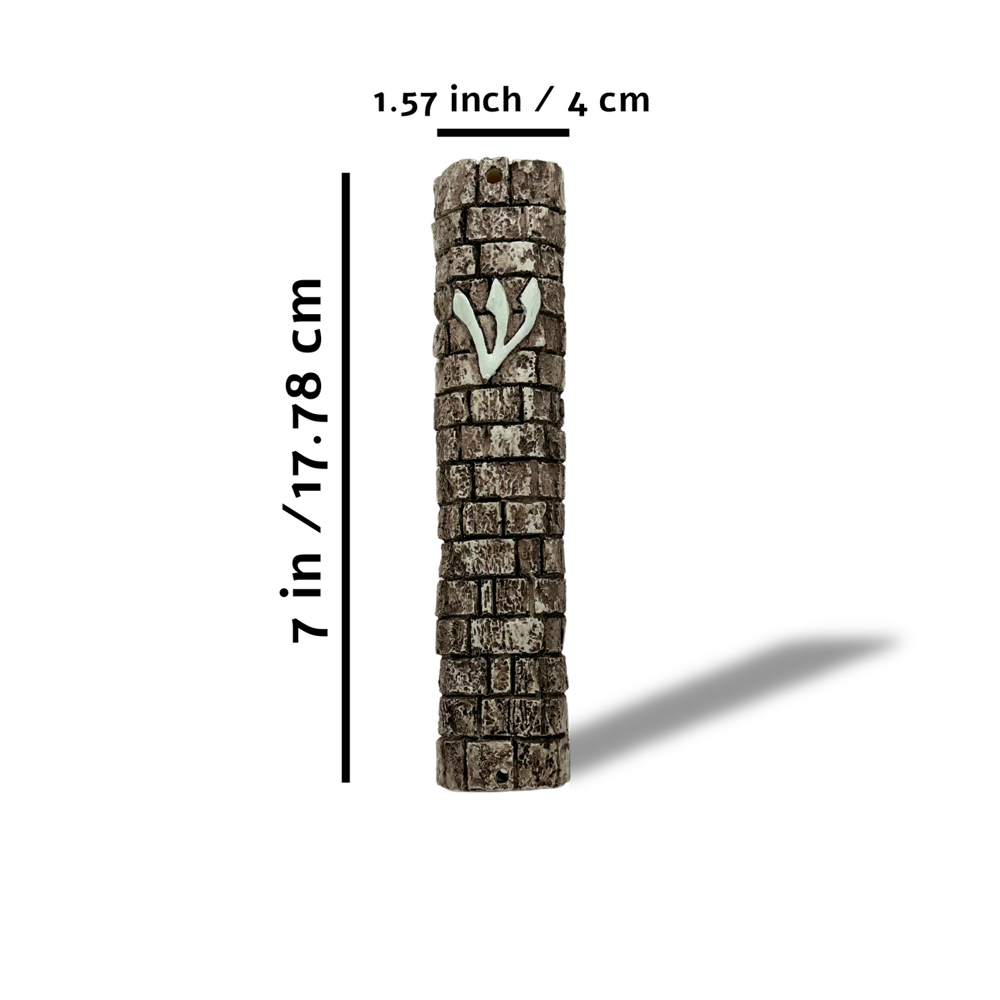 Western Wall Mezuzah Case – Traditional Stone-Look Polyresin Cover for Home Blessing and Judaica Gift