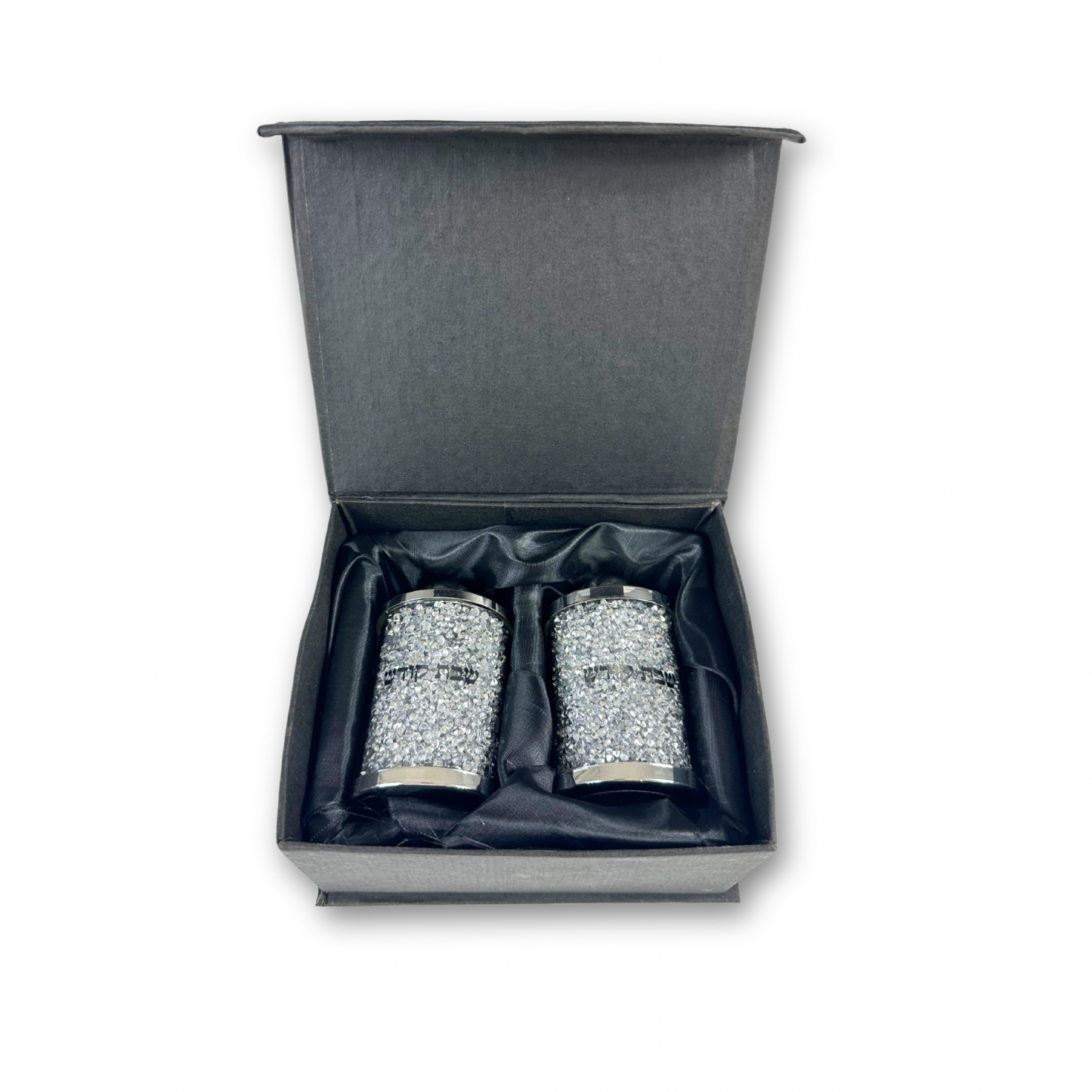 Crystal Salt & Pepper Shakers with Silver Stones for Shabbat – 2.36” Elegant Tableware Set